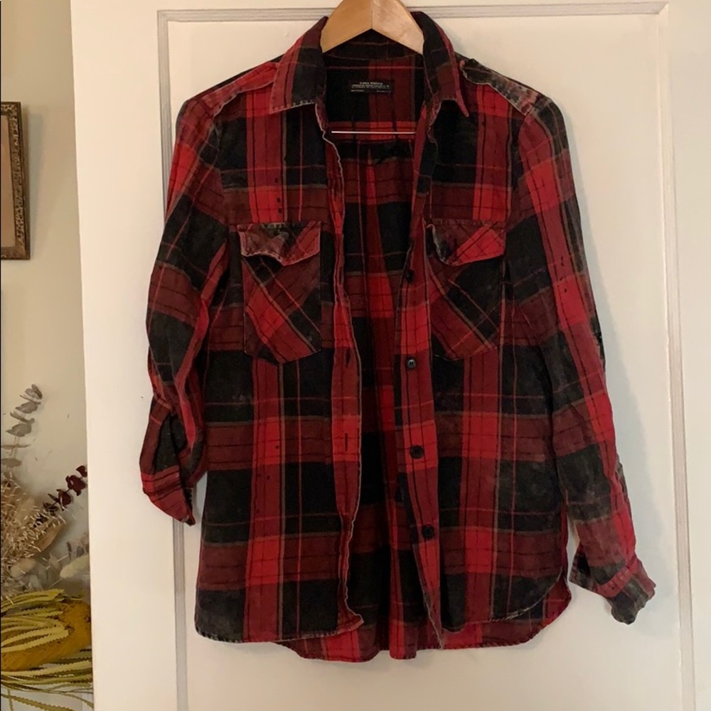 Zara distressed flannel